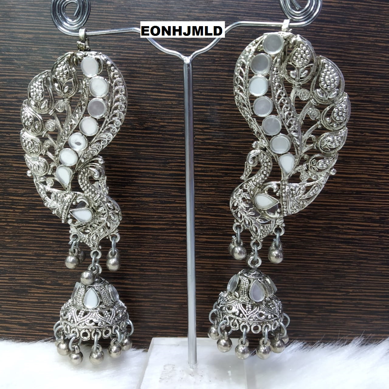 Jewelopia Oxidised Silver Jhumki Earrings German Silver Oxidized Flora –  JEWELOPIA