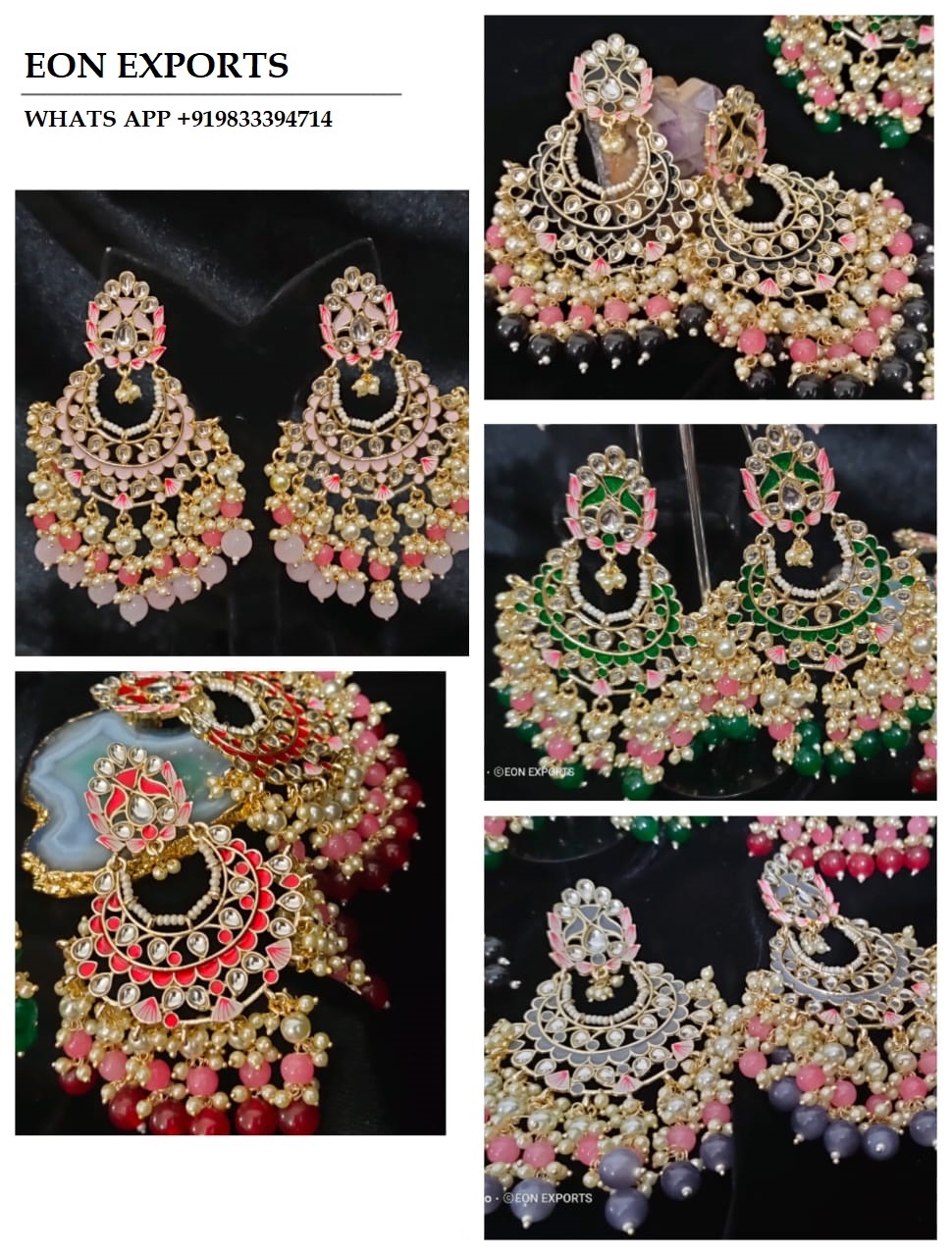 Order AD stone design earrings Online From Laxmi Fashion JewelleryChennai
