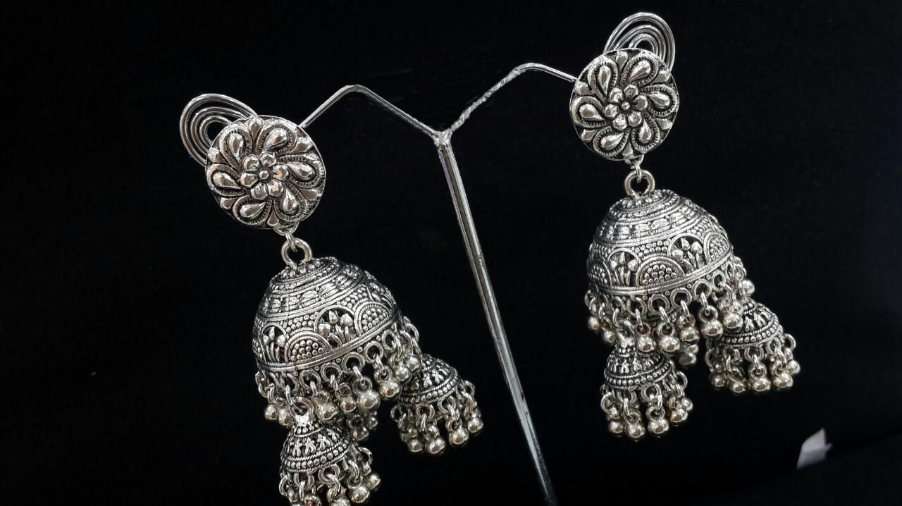 ETHNIC OXIDISED JHUMKAS