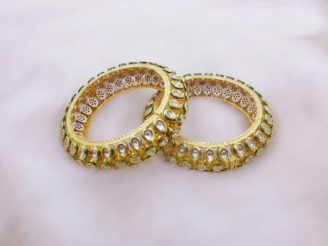 POLKI KUNDAN BROAD BANGLES