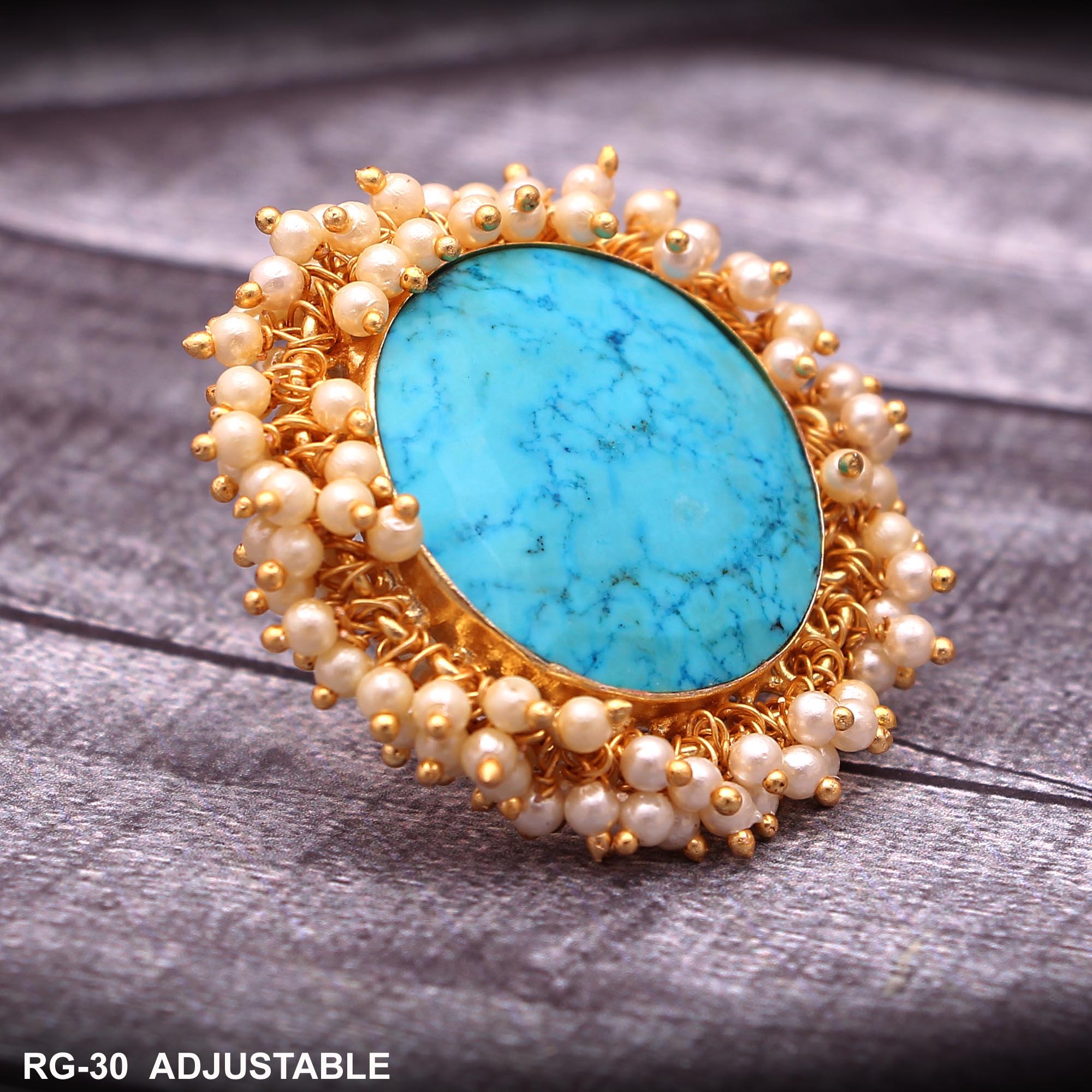 TURQUOISE HOWLITE FINGER RING