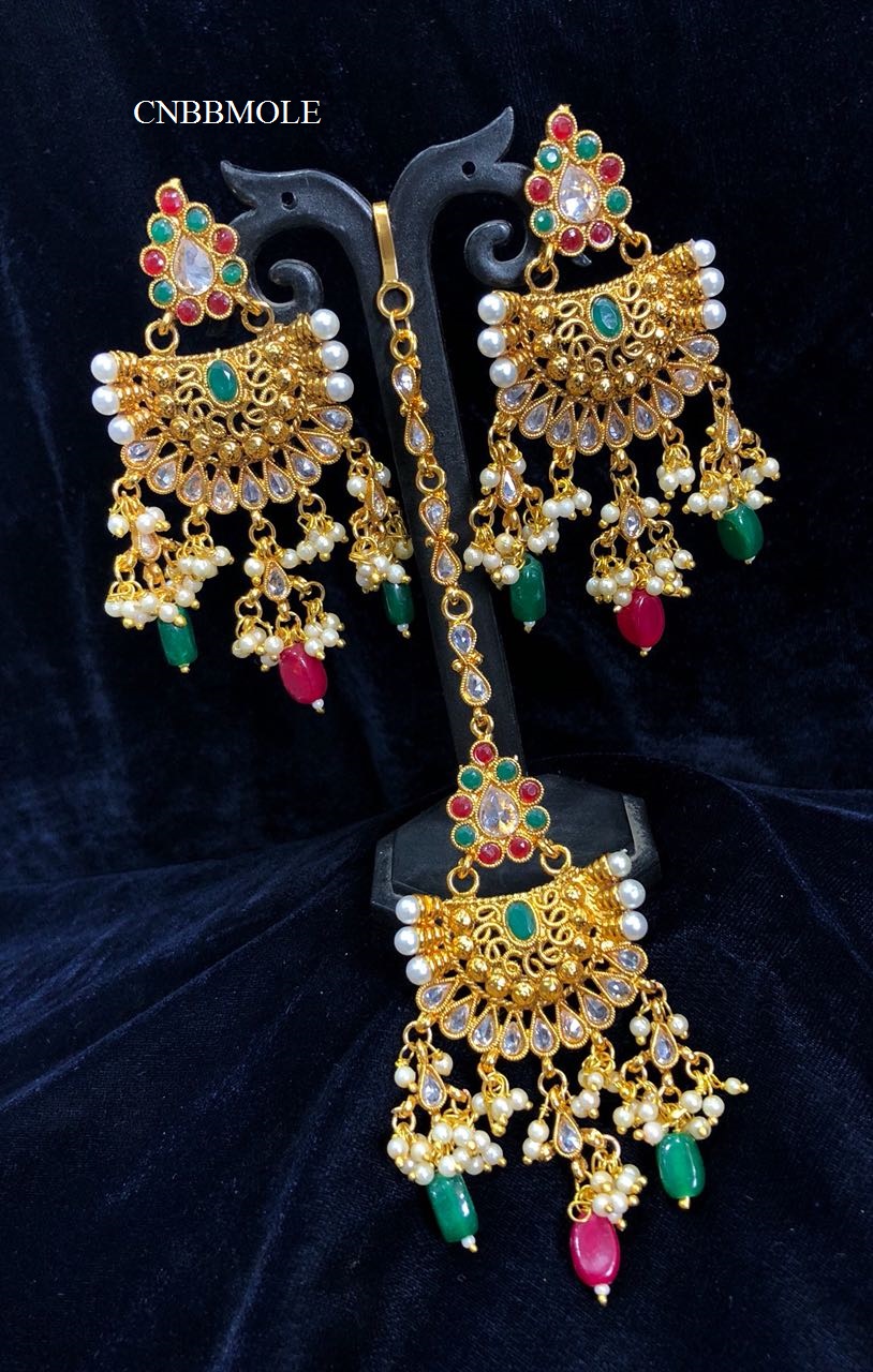 COPPER EARRINGS & MANG TIKKA