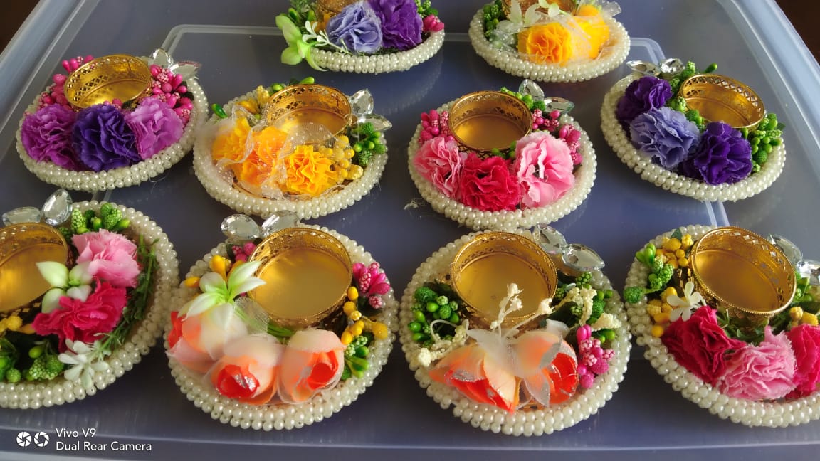 Floral Tea Light Candle Diya